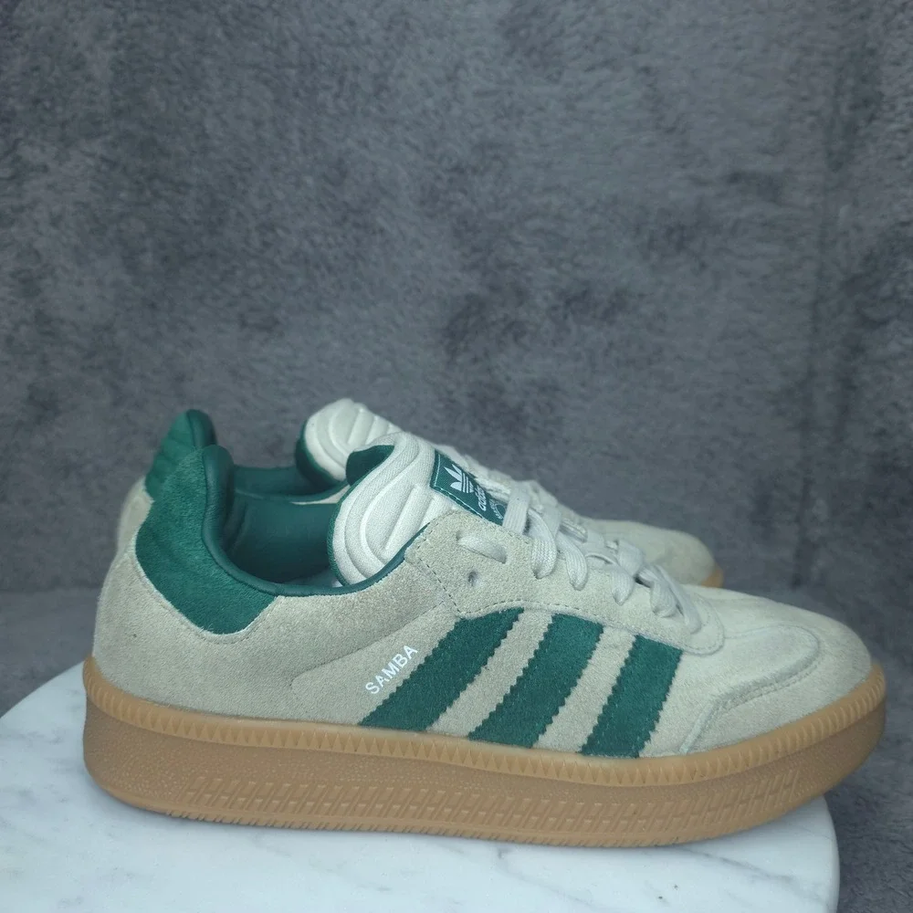 Adidas Samba XLG Sneakers Mens 6.5 Beige Green Gum Platform JQ9886